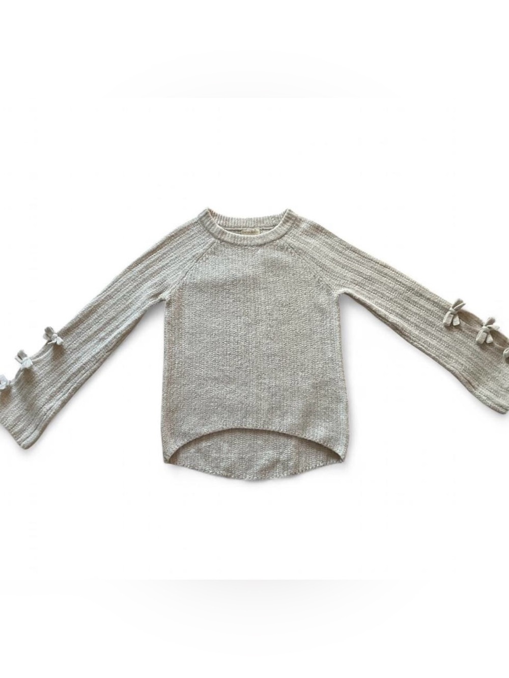CYNTHIA ROWLEY Crew Neck Sweater w. Bow Details | L | Cream